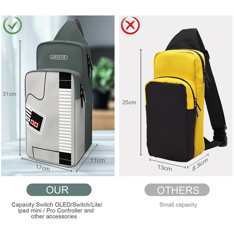 Geantă de depozitare pentru umăr pentru Nintendo Switch, mâner portabil, husă de transport de călătorie, geantă impermeabilă pentru piept, de capacitate mare, accesorii pentru jocuri