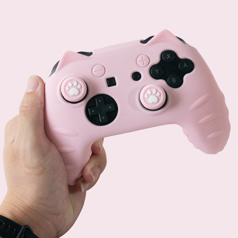 Cute Cat Paw Silicone Soft Shell Gamepad Skin για Nintendo Switch Pro NS Θήκη χειριστηρίου παιχνιδιών Thumb Stick Grip Cap κάλυμμα