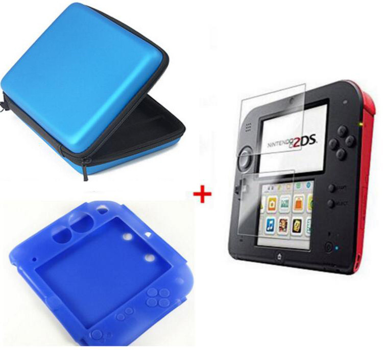 EVA Protector Hard Travel Carry Case vāciņš Soma Caurule Touch Seal Film Ekrāna aizsargs Silikona futrālis Nintendo Nintend 2DS