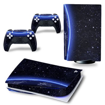 GAMEGENIXX PS5 Standard Disc Skin Sticker Starry Sky Protective Decal Подвижен капак за конзола PS5 и 2 контролера