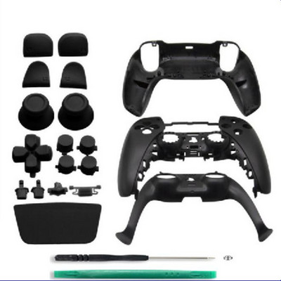 PS5 Playstation 5 kontrolleri täiskomplekti korpuse korpuse eesmine tagaosa ümbrise kaane vahetus isetegemise dekoratiivsete ribade nuppude komplekt, must