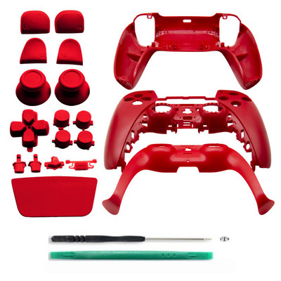 PS5 Playstation 5 kontroliera pilna komplektācija korpusa korpuss priekšpuse aizmugurējā korpusa vāka nomaiņa, DIY dekoratīvo sloksņu pogu komplekts melns
