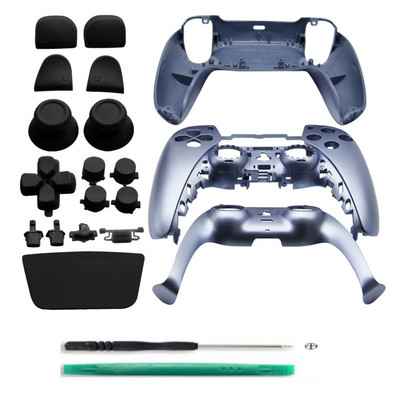 PS5 Playstation 5 kontroliera pilna komplektācija korpusa korpuss priekšpuse aizmugurējā korpusa vāka nomaiņa, DIY dekoratīvo sloksņu pogu komplekts melns