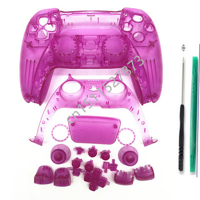 PS5 Playstation 5 kontroliera pilna komplektācija korpusa korpuss priekšpuse aizmugurējā korpusa vāka nomaiņa, DIY dekoratīvo sloksņu pogu komplekts melns