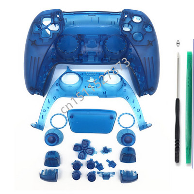 PS5 Playstation 5 kontroliera pilna komplektācija korpusa korpuss priekšpuse aizmugurējā korpusa vāka nomaiņa, DIY dekoratīvo sloksņu pogu komplekts melns