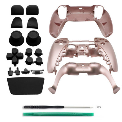 PS5 Playstation 5 kontroliera pilna komplektācija korpusa korpuss priekšpuse aizmugurējā korpusa vāka nomaiņa, DIY dekoratīvo sloksņu pogu komplekts melns