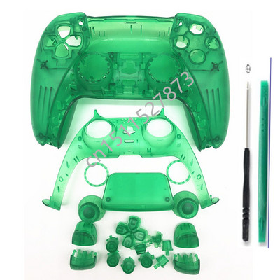 PS5 Playstation 5 kontroliera pilna komplektācija korpusa korpuss priekšpuse aizmugurējā korpusa vāka nomaiņa, DIY dekoratīvo sloksņu pogu komplekts melns