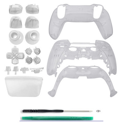 PS5 Playstation 5 kontroliera pilna komplektācija korpusa korpuss priekšpuse aizmugurējā korpusa vāka nomaiņa, DIY dekoratīvo sloksņu pogu komplekts melns