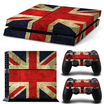 Флаг на Обединеното кралство, САЩ, нов дизайн, винилов стикер на кожата на контролера за ps4 Decal Skin Cover за конзола PS4 + 2 бр. Защитни кожи на контролера