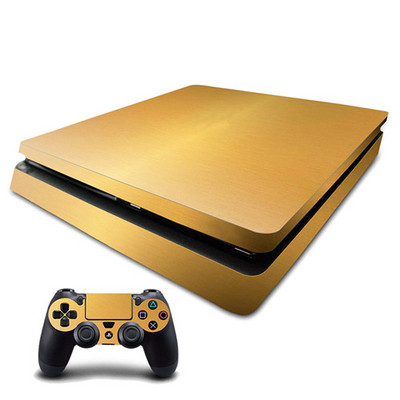 Jaunākā pielāgota dizaina matēta metāla PS4 plānas ādas uzlīme Sony PS4 PlayStation 4 plānajai konsolei un 2 kontrolieru uzlīmes