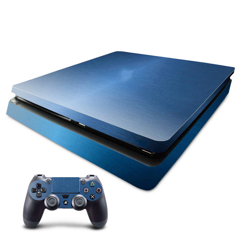 Najnoviji prilagođeni dizajn brušenog metala PS4 Slim Skin Sticke za Sony PS4 PlayStation 4 Slim konzolu i 2 kontrolera Naljepnice