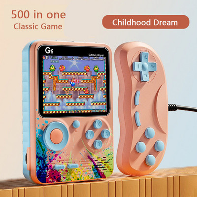 500 Games Mini Kézi Videojáték-konzol Retro hordozható 3,5 hüvelykes LCD LCD gyerek színes diákigazolvány gép két szerepkörű játékvezérlő