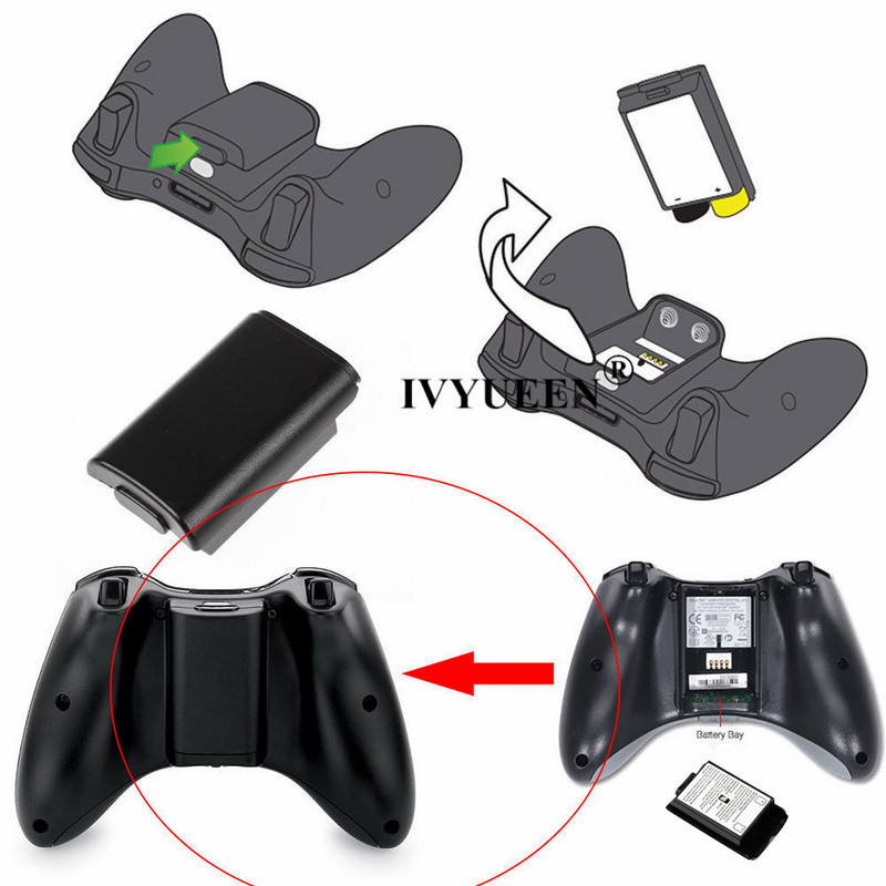 IVYUEEN 20 db Xbox 360 vezeték nélküli vezérlőhöz AA elemes hátlap tok fekete fehér elemcsomag fedél csere ház ház