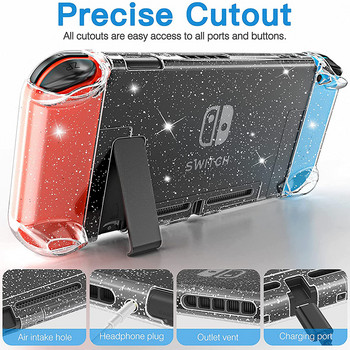 Clear Glitter Hard Case Crystal Transparent Cover Bling Shell за Nintendo Switch Oled NS Joy-Con Controller Протектор за ръкохватка