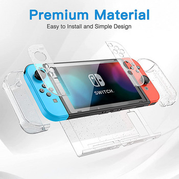 Clear Glitter Hard Case Crystal Transparent Cover Bling Shell за Nintendo Switch Oled NS Joy-Con Controller Протектор за ръкохватка