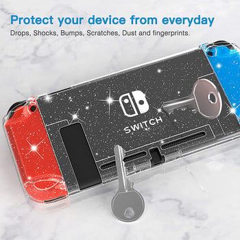 Clear Glitter Hard Case Crystal Transparent Cover Bling Shell for Nintendo Switch Oled NS Joy-Con Controller Hand Grip Protector