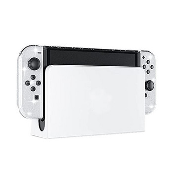 Clear Glitter Hard Case Crystal Transparent Cover Bling Shell for Nintendo Switch Oled NS Joy-Con Controller Hand Grip Protector