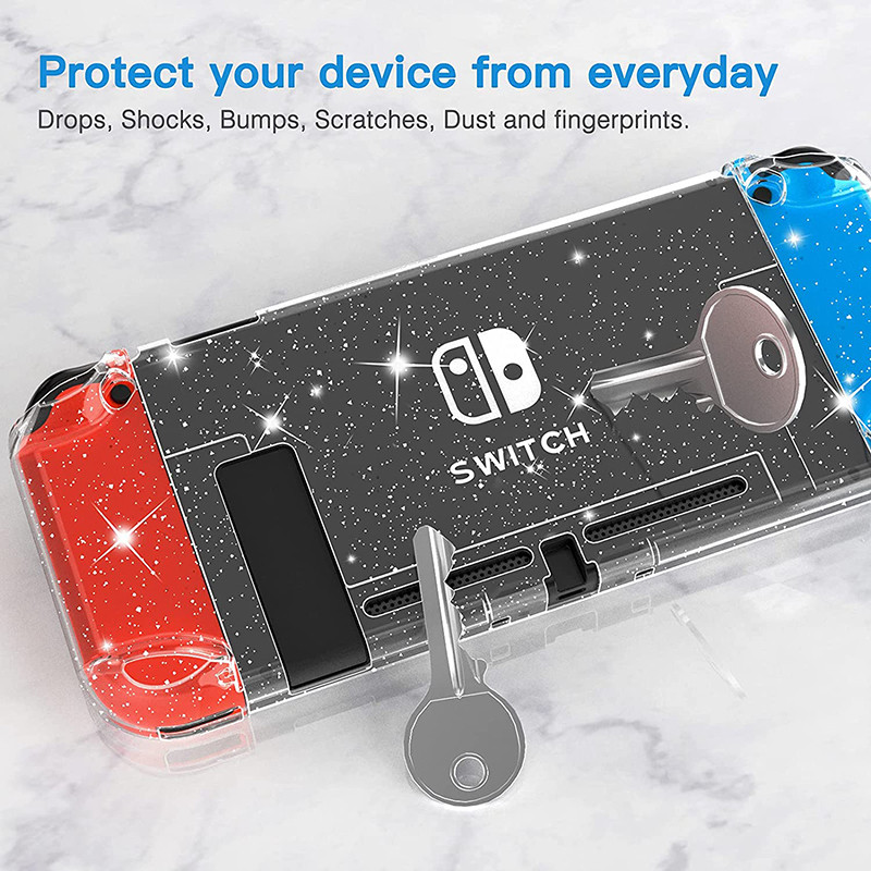 Caurspīdīgs cietais korpuss, kristāla caurspīdīgs vāks Bling Shell priekš Nintendo Switch Oled NS Joy-Con kontroliera rokas roktura aizsargs