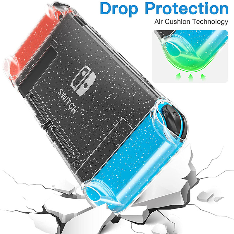 Caurspīdīgs cietais korpuss, kristāla caurspīdīgs vāks Bling Shell priekš Nintendo Switch Oled NS Joy-Con kontroliera rokas roktura aizsargs