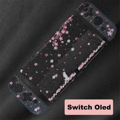 Ružičasta zaštitna maska koja se može priključiti za Nintendo Switch Joy-Con kontrolere Staklena zaštita za zaslon i 4 ručke za palac