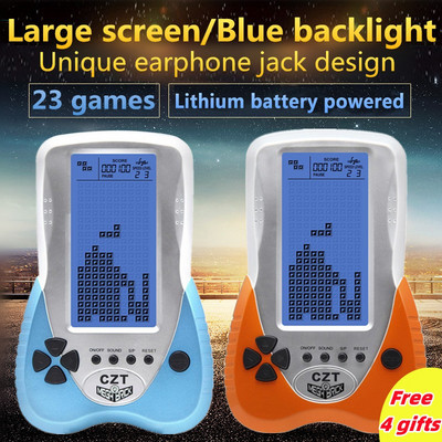 Új CZT frissített verzió nagy kék háttérvilágítású tégla játékkonzol kígyó játék beépített 23 játék lítium elem (tartozék)