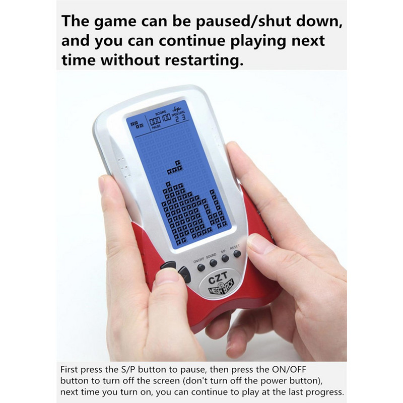 Nauja CZT atnaujinta versija, didelė mėlyna foninio apšvietimo plyta žaidimų konsolėje gyvatės žaidimas, įmontuota 23 žaidimų ličio baterija (pridedama)