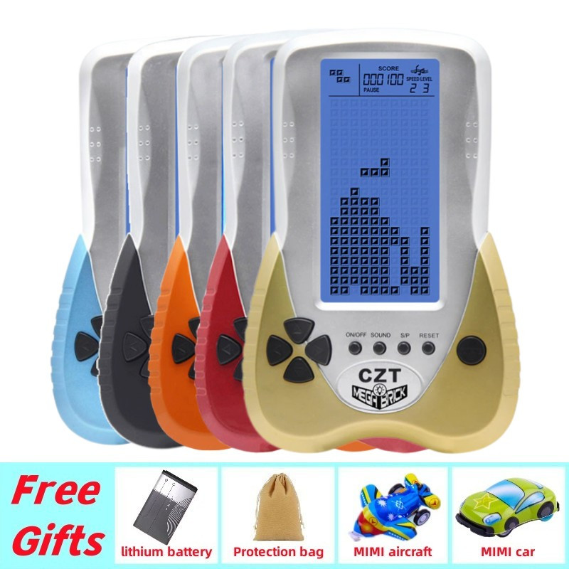 Nauja CZT atnaujinta versija, didelė mėlyna foninio apšvietimo plyta žaidimų konsolėje gyvatės žaidimas, įmontuota 23 žaidimų ličio baterija (pridedama)