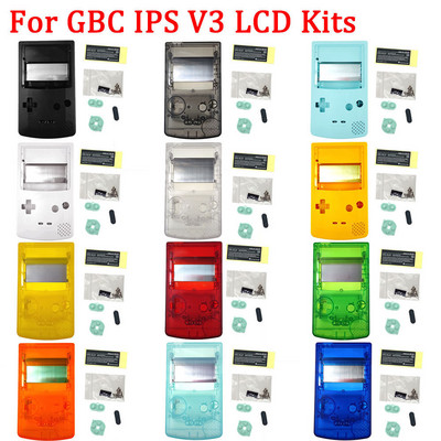 Új IPS házhéj GBC IPS V3 LCD laminált képernyőkészletekhez gumi vezetőképes betétekkel, testreszabott burkolat a GameBoy Color számára
