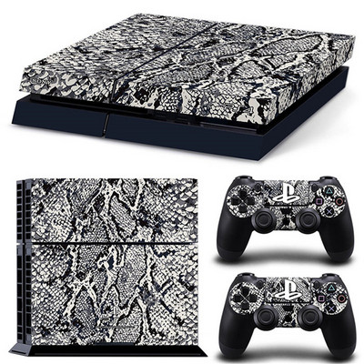„Leopard Print“ pritaikytas PS4 vinilo apvalkalo konsolės dangtelio lipdukas su 2 valdikliais žaidimų pulto lipdukas, skirtas „Sony PS4“