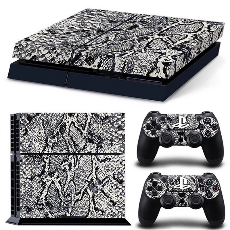 „Leopard Print“ pritaikytas PS4 vinilo apvalkalo konsolės dangtelio lipdukas su 2 valdikliais žaidimų pulto lipdukas, skirtas „Sony PS4“