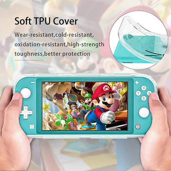 Защитен прозрачен калъф, съвместим с Nintendo Switch Lite, кристален блясък, меко TPU покритие с ударопоглъщаща обвивка