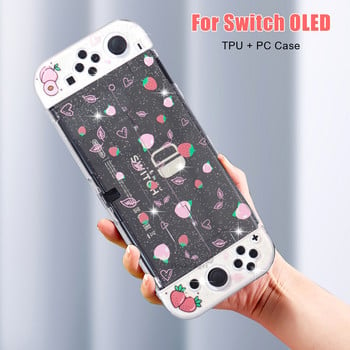 Защитен калъф Sakura Glitter Crystal за Nintend Switch OLED JoyCons Shell TPU + PC Cover Dock Case за Switch OLED конзола