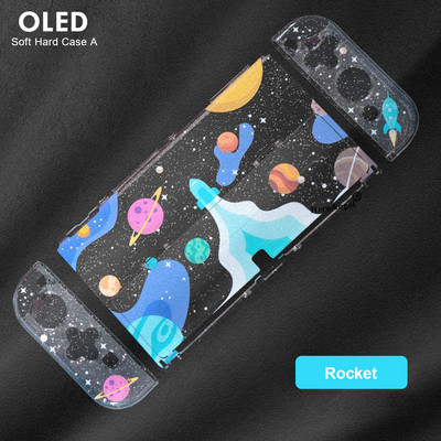 Sakura Glitter Crystal védőtok Nintend Switch OLED JoyCons Shell TPU-hoz + PC-takaró dokkoló tok Switch OLED konzolhoz