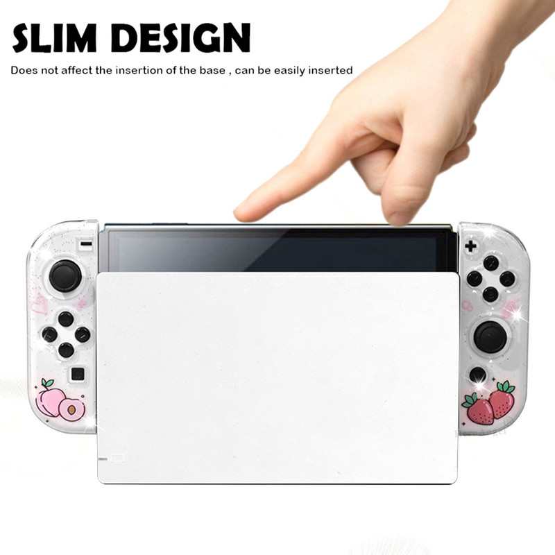 Sakura Glitter Crystal védőtok Nintend Switch OLED JoyCons Shell TPU-hoz + PC-takaró dokkoló tok Switch OLED konzolhoz