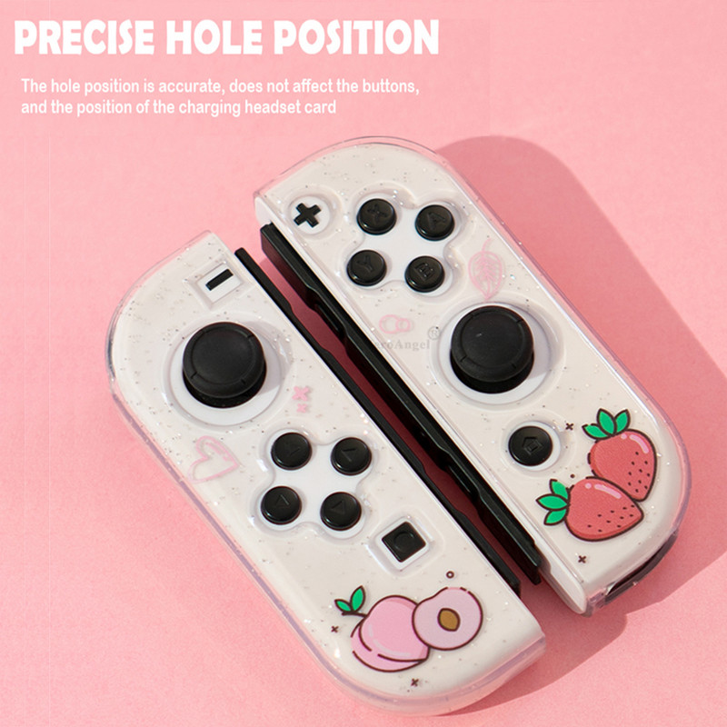 Sakura Glitter Crystal védőtok Nintend Switch OLED JoyCons Shell TPU-hoz + PC-takaró dokkoló tok Switch OLED konzolhoz