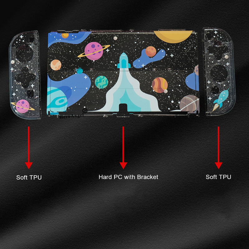 Sakura Glitter Crystal védőtok Nintend Switch OLED JoyCons Shell TPU-hoz + PC-takaró dokkoló tok Switch OLED konzolhoz