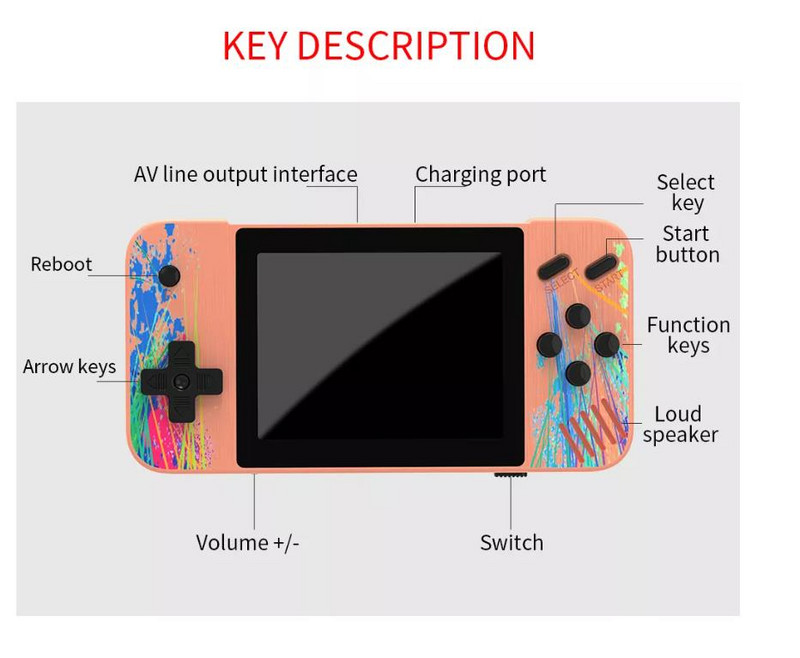 Prenosná herná konzola, vreckový herný prehrávač, 800 retro klasických hier, AV výstup, 3,5 palca, 8-bitová vrecková konzola pre deti, darček