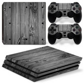 Autocolant pentru piele GAMEGENIXX, husă de înveliș de vinil din boabe de lemn Set complet pentru consola PS4 Pro și 2 controlere