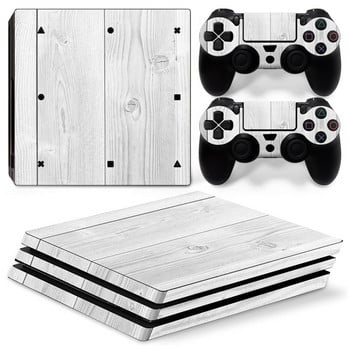 GAMEGENIXX Skin Sticker Пълен комплект винилова обвивка с дървени зърна за конзола PS4 Pro и 2 контролера