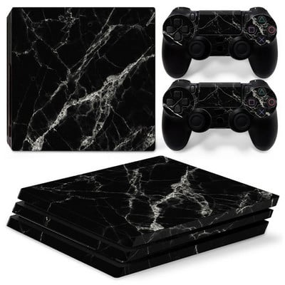 Autocolant pentru piele GAMEGENIXX, husă de înveliș de vinil din boabe de lemn Set complet pentru consola PS4 Pro și 2 controlere