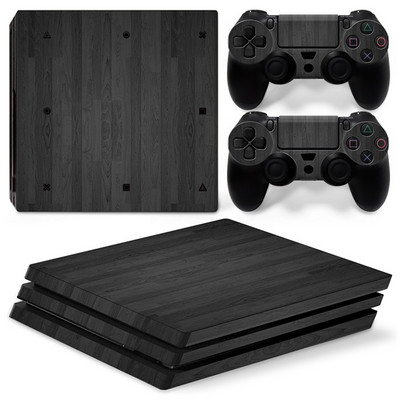 Autocolant pentru piele GAMEGENIXX, husă de înveliș de vinil din boabe de lemn Set complet pentru consola PS4 Pro și 2 controlere