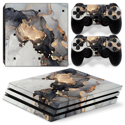 Autocolant pentru piele GAMEGENIXX, husă de înveliș de vinil din boabe de lemn Set complet pentru consola PS4 Pro și 2 controlere