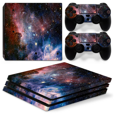 Autocolant pentru piele GAMEGENIXX, husă de înveliș de vinil din boabe de lemn Set complet pentru consola PS4 Pro și 2 controlere