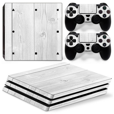 Autocolant pentru piele GAMEGENIXX, husă de înveliș de vinil din boabe de lemn Set complet pentru consola PS4 Pro și 2 controlere