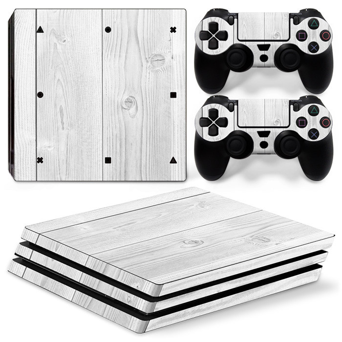 Autocolant pentru piele GAMEGENIXX, husă de înveliș de vinil din boabe de lemn Set complet pentru consola PS4 Pro și 2 controlere