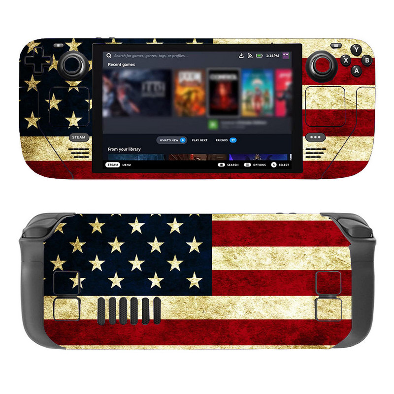 „American Flag Skin“ lipdukas „Steam Deck“ dulkėms atsparus žaidimų konsolės „Steam Deck“ konsolės lipduko dangtelis
