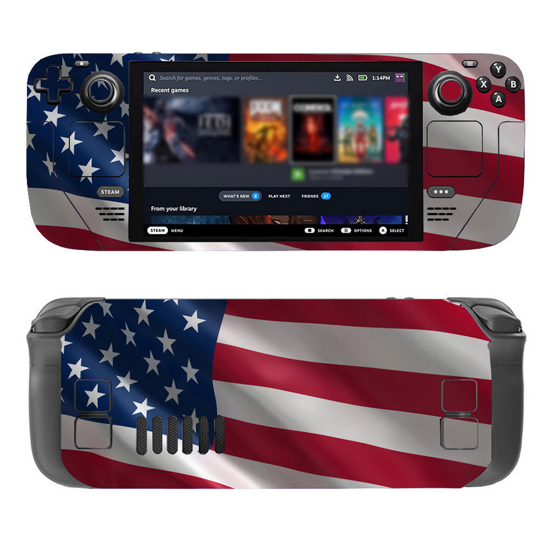 „American Flag Skin“ lipdukas „Steam Deck“ dulkėms atsparus žaidimų konsolės „Steam Deck“ konsolės lipduko dangtelis