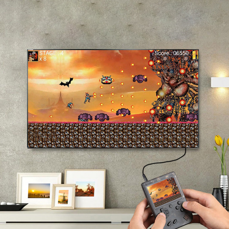 500 AZ 1-BEN Mini Retro hordozható kézi konzolos játéklejátszó 8 bites 3,0 hüvelykes színes TV, két gyerek színes játéklejátszó Beépített 500 játék