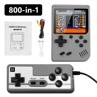 800 žaidimų mini rankinis žaidimų grotuvas, skirtas vaikams, suaugusiems Game Boy 3,0 colio spalvotas LCD ekranas Gameboy nešiojama elektroninė žaidimų konsolė