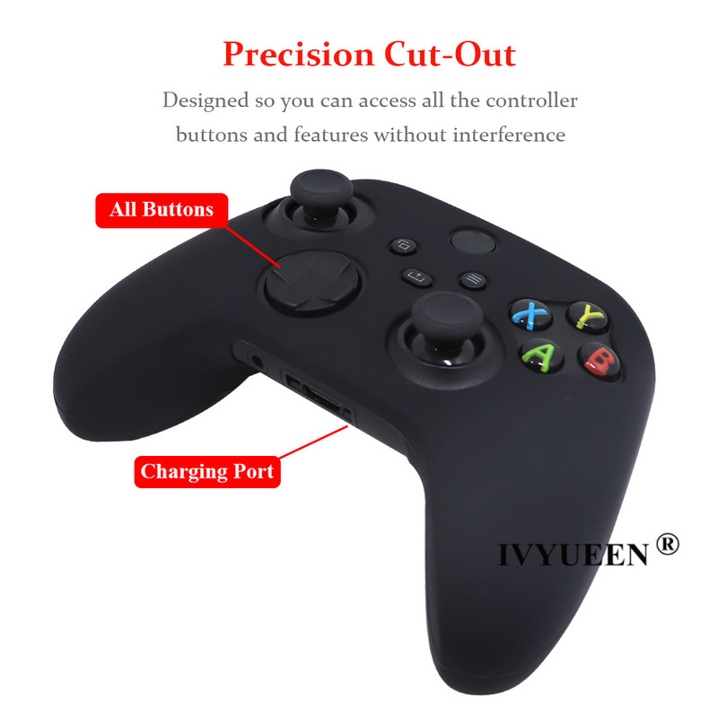 IVYUEEN szilikon borító bőr XBox sorozathoz, XS Core vezeték nélküli vezérlő gumitokvédő hüvelykujj fogantyús sapkákkal, tartozékokkal